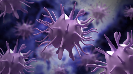 3d virus rendered, microscope illustration.