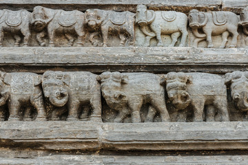 Stone elephants at a temple in Jaipur, India