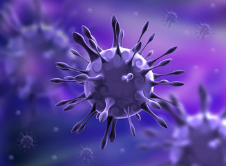 3d virus rendered, microscope illustration.