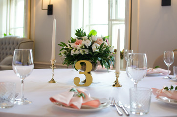 table appointments for wedding in restaurant