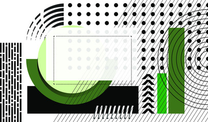 Vector illustration of creative modern background, stylish graphic in memphis style with imitation of typography.