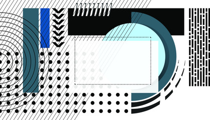 Vector illustration of creative modern background, stylish graphic in memphis style with imitation of typography.