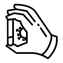 Human Holding Glass Test Strip and Coronavirus Concept Vector Icon Design, Clinical Trial of Novel Corona virus on White Background Vector icon