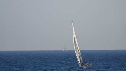 Obraz premium Sail Boat, Cassis, France, Fog