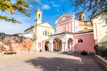 Fototapeta na wymiar 12 September 2019. The church in Barolo village, Piedmont region, north Italy