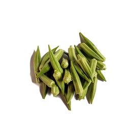 Organic Okra from Guatemala on white background. healthy food concept