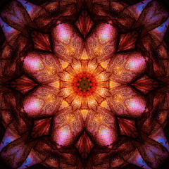 Abstract Mosaic Background ilustration, symmetrical kaleidoscope pattern, geometric mandala graphic design - 339640718