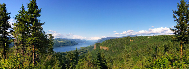 Panorama of the columbia river gorge in oregon