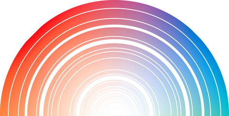 Color arcs half circle with blended colors. Abstract rainbow gradient with concentric circles