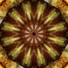 Abstract Mosaic Background ilustration, symmetrical kaleidoscope pattern, geometric mandala graphic design - 339641574