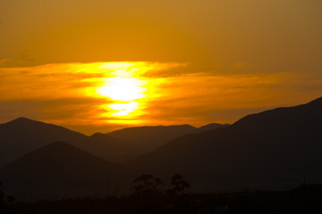 sunset over mountain range in little karoo, south africa