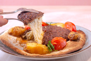 grilled meatballs served with butter