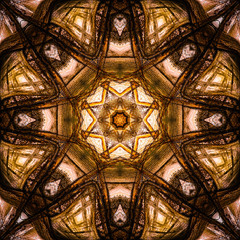 Abstract Mosaic Background ilustration, symmetrical kaleidoscope pattern, geometric mandala graphic design - 339642542