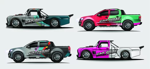 Glasbilder Autorennen Auto Wrap Grafik Racing abstrakter Streifen und Hintergrund für Auto Wrap und Vinyl-Aufkleber - Vector