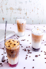 ice cold coffee latte cups