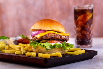 hamburger with sausage egg tomato