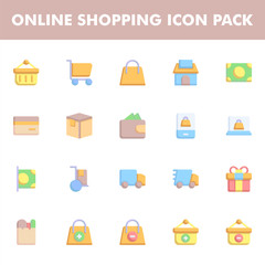 Online shopping icon pack isolated on white background. for your web site design, logo, app, UI. Vector graphics illustration and editable stroke. EPS 10.