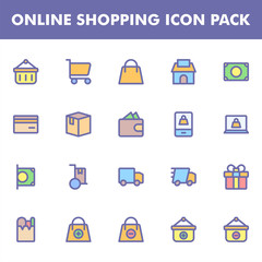 Online shopping icon pack isolated on white background. for your web site design, logo, app, UI. Vector graphics illustration and editable stroke. EPS 10.