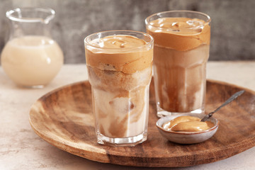 Iced Dalgona Coffee, a trendy fluffy creamy whipped coffee