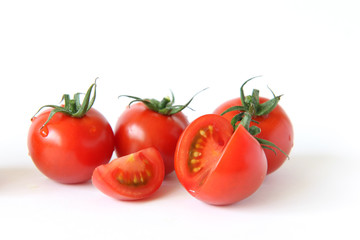 Mini panicle tomatoes on white background