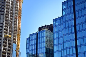 Obraz premium Building under construction. Construction site of office building.