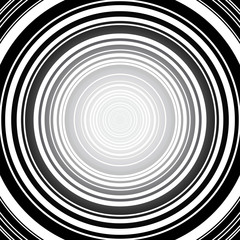 Black and white symmetric arc or arch. circular pattern with concentric circles. Centered symmetric...