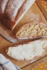 loaf of bread on wooden board