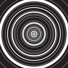 Black and white circular pattern with concentric circles. Centered symmetric circle.