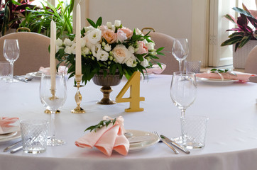 table appointments for wedding in restaurant