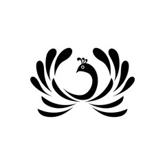 Peacock icon silhouette Logo design isolated on white background