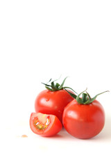 Mini panicle tomatoes on white background