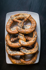 swirl pretzels with papaver appetizer