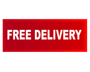 Free delivery stamp. red rectangle free delivery label.