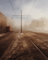 Naklejka na ściany i meble View Of Railroad Tracks Against Sky During Winter
