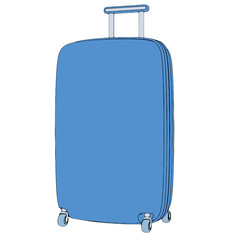 vector blue suitcase with wheels  from different views