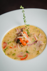 soup with bacon and tomatoes