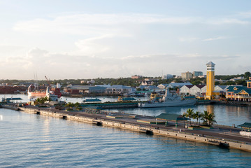 Fototapeta na wymiar Nassau City Port in Early Morning