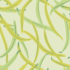 Green beans seamless vector pattern. Culinary surface print design. Can be used on fabrics, stationery and packaging. For cooking, farming, wellbeing and health related projects.