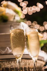 two glasses of champagne for bride and groom