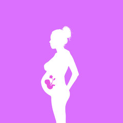 Mothersday Pregnant Woman on lilac background 