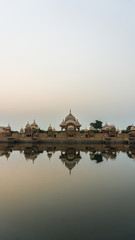 Heritage Kusum Sarovar, a historical sandstone monument on the holy Govardhan Hill between...