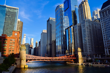 Fototapeta na wymiar CHICAGO, USA - september 19, 2019 Cityscape image of Chicago downtown with skyscraper