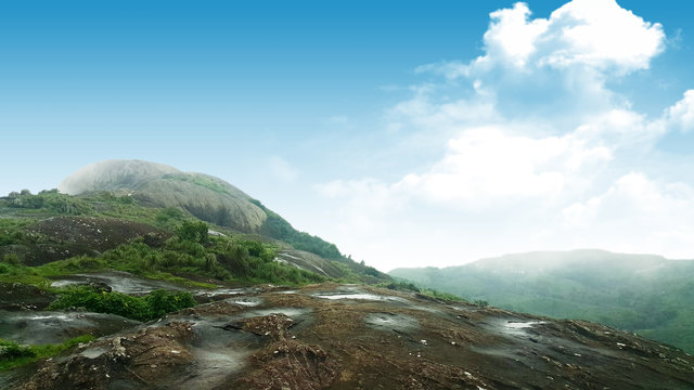 mountain landscape with clouds