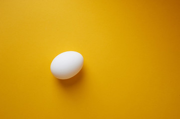 One egg on a white background. Minimalism. An idea, the beginning of life.