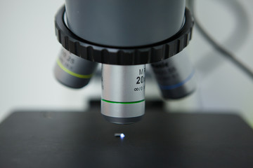 optical microscope in laboratory closeup