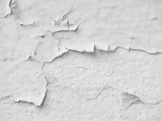 White old painted wall peeling off. Cause by low quality paint that has inadequate adhesion and flexibility,Over thinning the paint or spreading it too thin. Poor adhesion of the underlying coats.