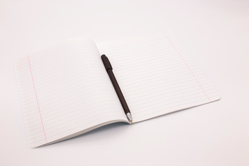 writing notebook on a white background