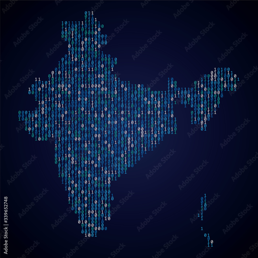 Poster india country map made from digital binary code