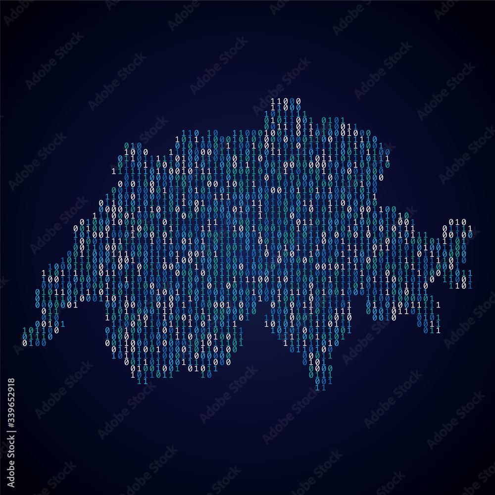 Poster switzerland country map made from digital binary code