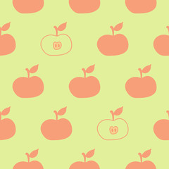Orange and yellow apple vector seamless pattern